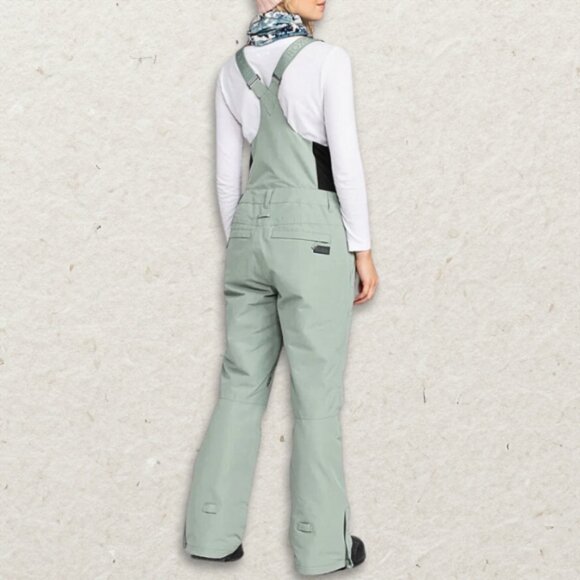 Roxy Snow Bib Pants Adjustable Straps Waterproof Fabric Insulated Green W S NWT - Picture 2 of 13